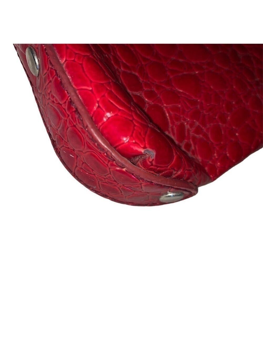 WHITE HOUSE BLACK MARKET Red Croc Embossed Large Clutch - Picture 5 of 8